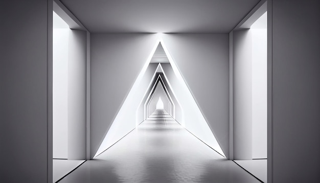 Abstract futuristic light corridor interior Created with Generative AI