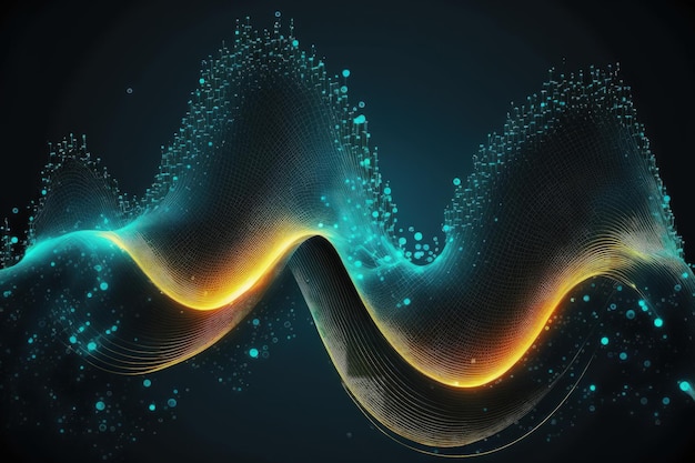 Abstract futuristic point wave background with an example of dynamic wave data