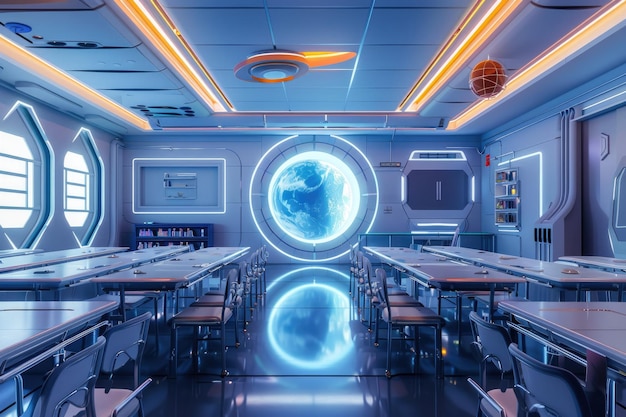 Photo abstract futuristic school classroom