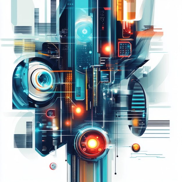 Photo abstract futuristic tech design with glowing elements