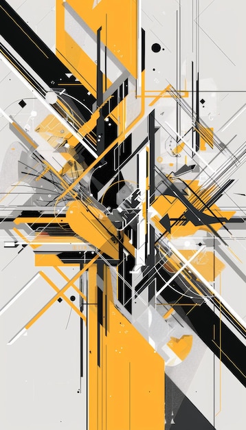 Abstract futuristic vector design with yellow black and gray geometric cyber lines