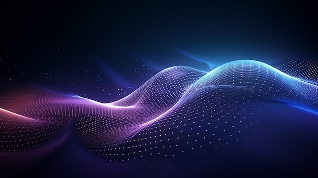 abstract futuristic wave background network connection dots and lines