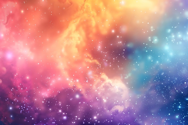 abstract galaxy background with bright stars and rainbow colors