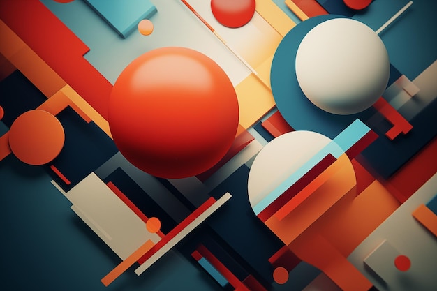 Abstract Geometric 3D Artwork with Spheres and Rectangles