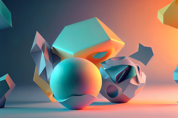 Abstract Geometric 3D Shapes for Decorating and Creating