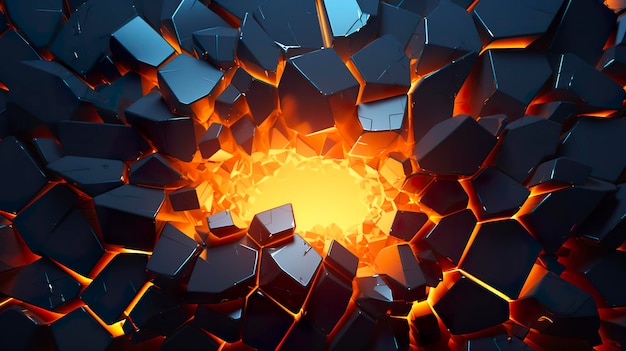 Abstract geometric background Explosion power design with the crushing surface 3d illustration AI Generative