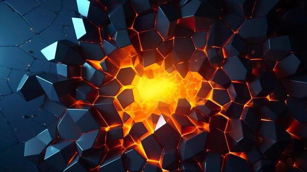 Abstract geometric background Explosion power design with the crushing surface 3d illustration AI Generative