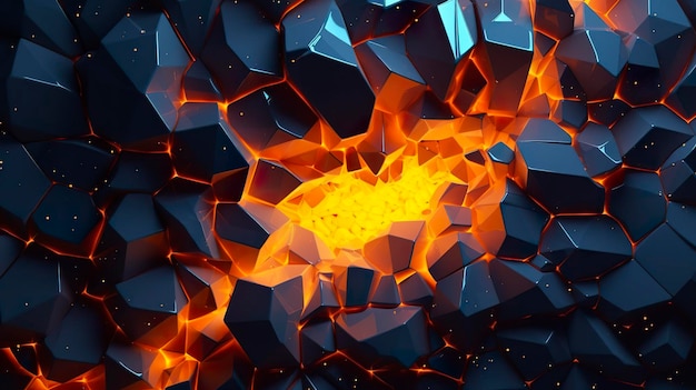 Abstract geometric background Explosion power design with the crushing surface 3d illustration AI Generative