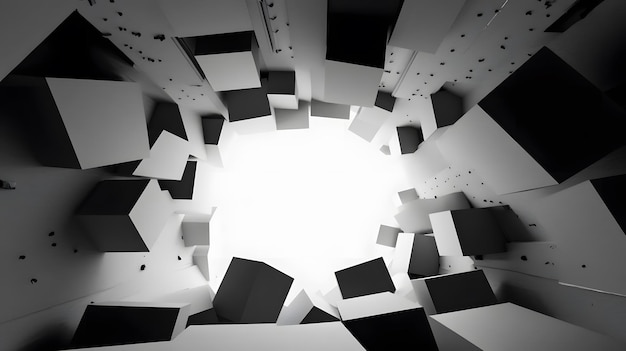 Abstract Geometric Background with Black and White Cubes