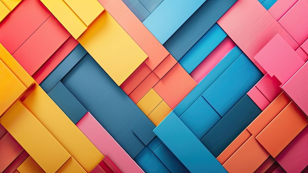 Abstract Geometric Background with Colorful Overlapping Rectangles in 3D Design