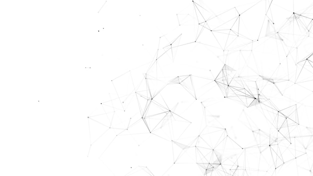 Abstract geometric background with connecting points and lines Abstract white digital background Network concept