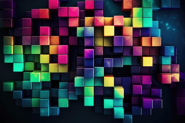 Photo abstract geometric background with cube mosaic colorful constructor generative ai