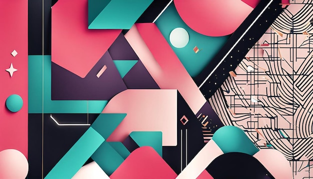 Abstract geometric background with memphis style