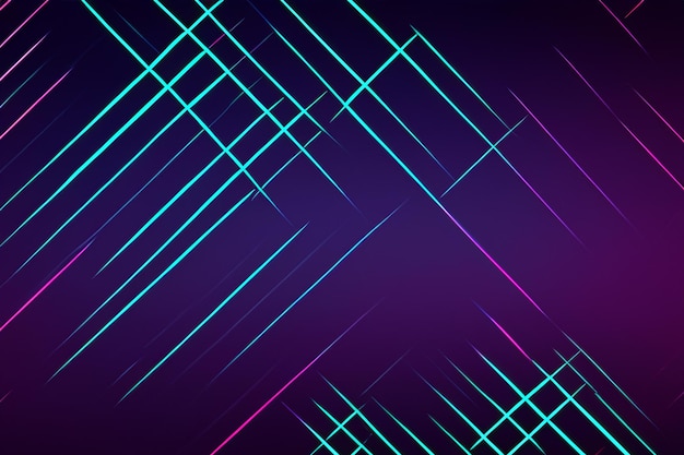 Photo abstract geometric background with neon cyan and pink lines on a dark purple background