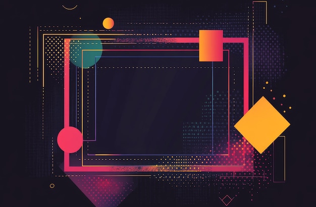 Abstract geometric background with pink orange and yellow shapes on a dark background