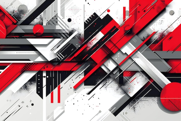 Abstract geometric background with red and black elements