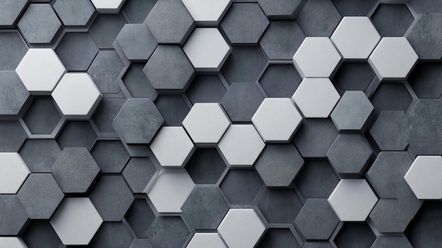 Photo abstract geometric background with repeating hexagonal shapes in shades of gray and white