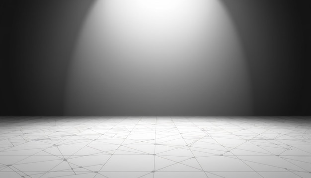 Photo abstract geometric background with spotlight on white polygonal surface