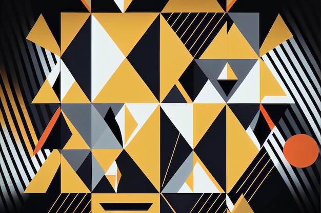 Abstract geometric background yellow and black color Generative AI