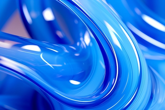 Abstract geometric blue background with glass spiral tubes flow clear fluid with dispersion