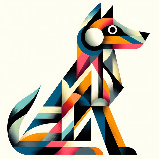 Photo abstract geometric brushstroke dog