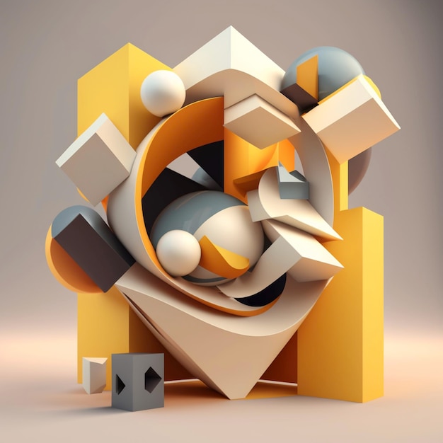 Abstract geometric composition 3d render Ai generative