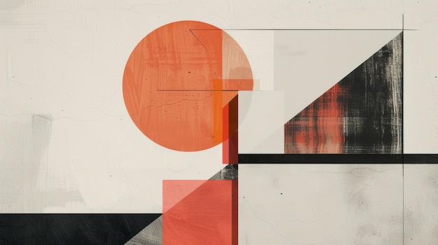 Abstract geometric composition featuring bold shapes and contrasting colors