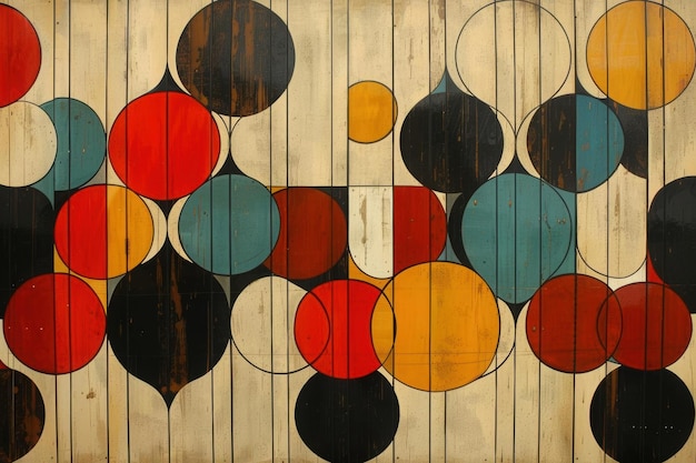 Abstract Geometric Composition with Circles and Stripes