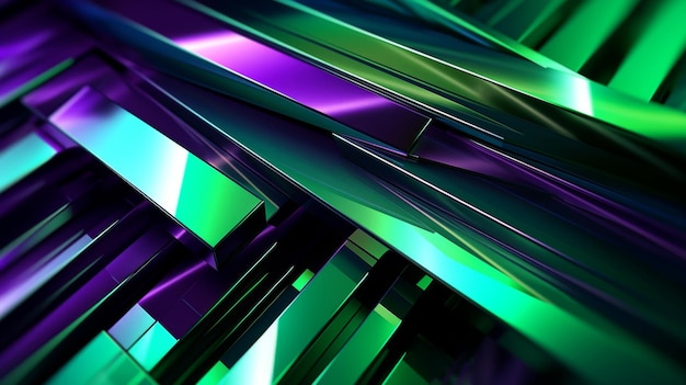 Photo abstract geometric composition with green and purple