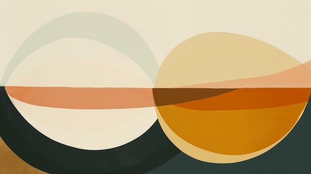 Abstract Geometric Composition with Overlapping Circles in Earth Tones