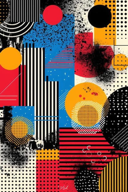 Abstract Geometric Composition with Red Yellow and Blue Colors