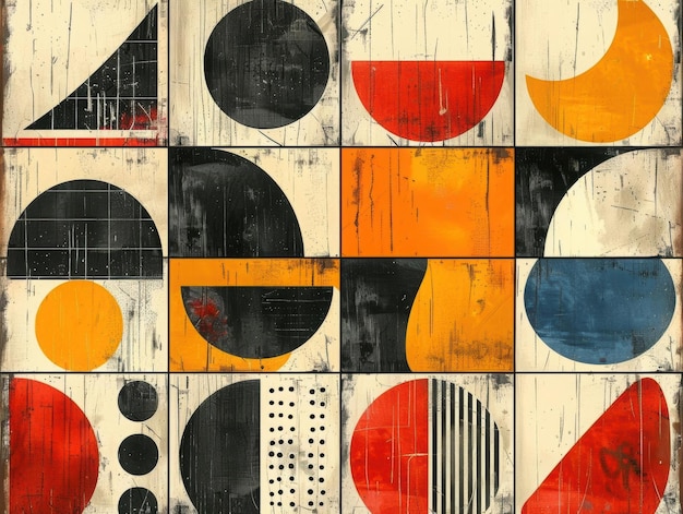 Abstract Geometric Composition with Vintage Texture