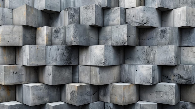 Abstract Geometric Concrete Blocks Industrial Pattern and 3D Modern Architecture Design