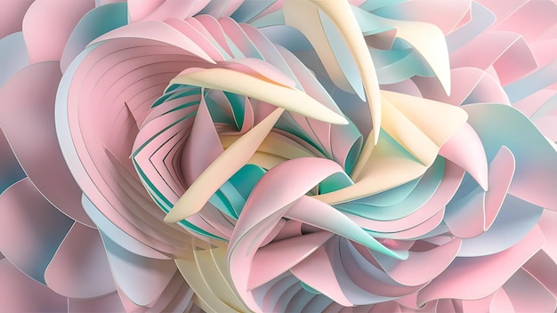 An abstract geometric design featuring soft pastel tones and intricate patterns