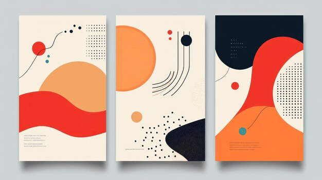 Photo abstract geometric design a set of three minimalist posters