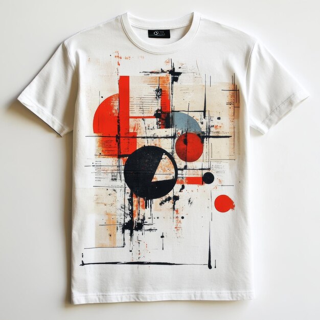 Photo abstract geometric design white t shirt mockup