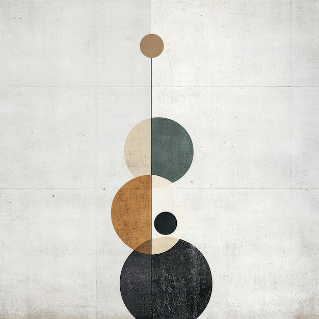 Photo abstract geometric design with circles and a line on a textured background