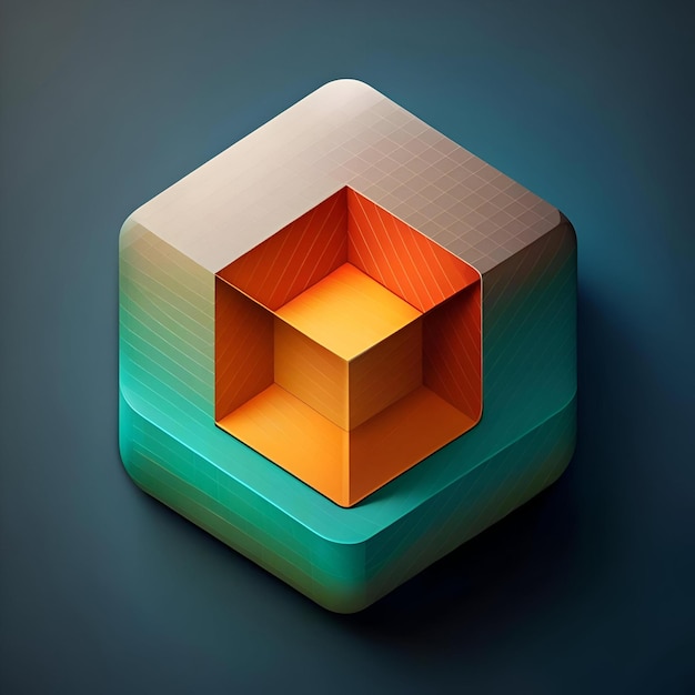 Photo abstract geometric icon with a nested cube design