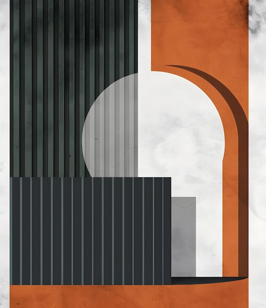 Photo abstract geometric illustration with stripes and arch