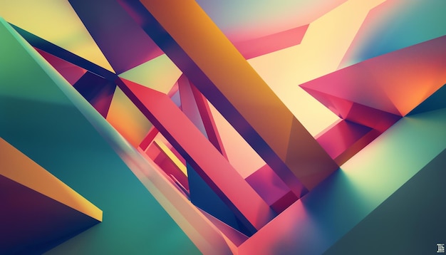 Abstract geometric line composition 3d illustration wallpaper Abstract background colorful gradient