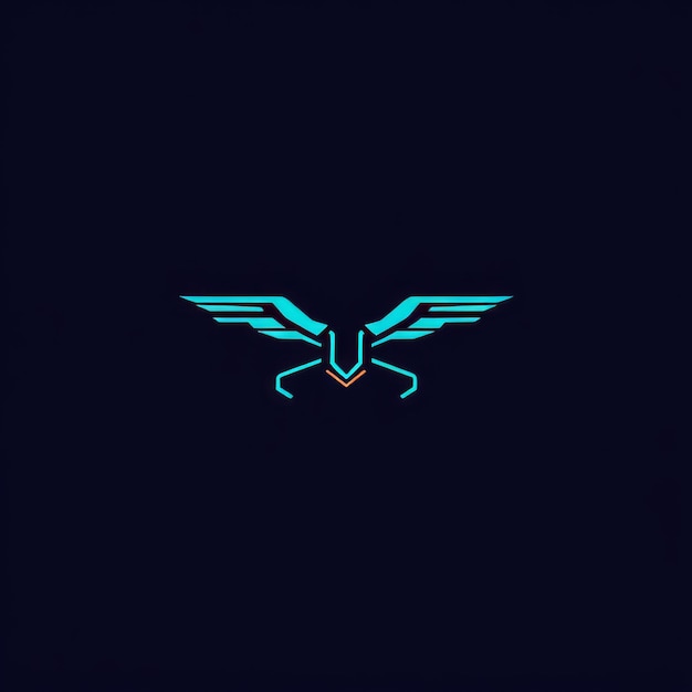 Photo abstract geometric logo of a bird with spread wings on a dark blue background