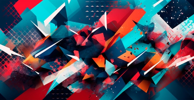 Abstract geometric panoramic background AI generated image