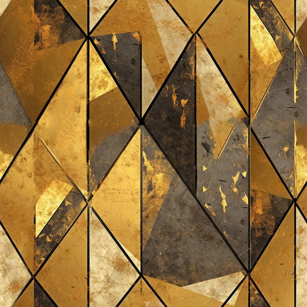 Abstract Geometric Pattern Artwork Golden abstract rhombus shape seamless pattern