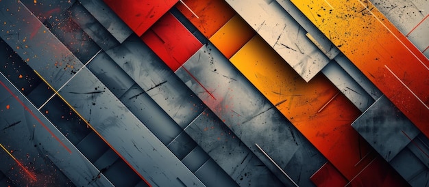 Abstract Geometric Pattern in Red Orange and Gray