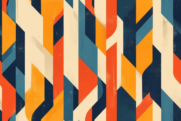 Abstract geometric pattern with colorful stripes in blue orange yellow and white Graphic design back