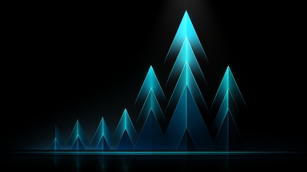 Abstract Geometric Pattern with Glowing Blue Arrows on a Black Background