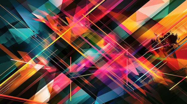 Abstract Geometric Pattern With Vibrant Colors and Diagonal Lines