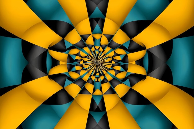 Photo abstract geometric pattern in yellow black and teal