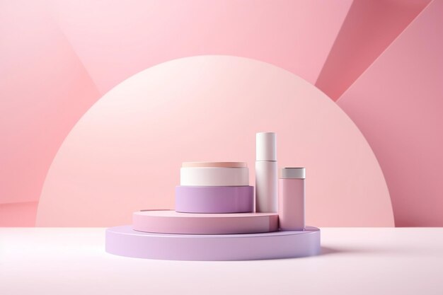 Abstract Geometric Platforms on a Pastel Background with Shadows Generative Ai