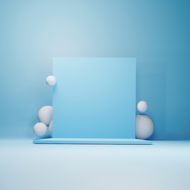 Abstract geometric podium, blank  minimalistic empty showcase template, Modern art deco shop display, pastel colors. 3d render.